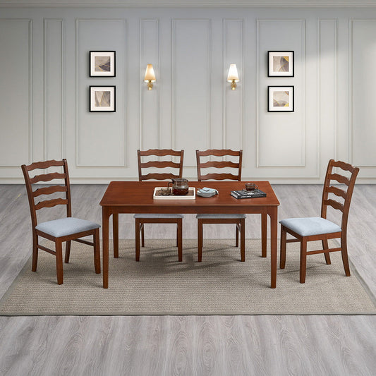 ACTU Farmhouse Dining Table Set with Upholstered Chairs for 4–6
